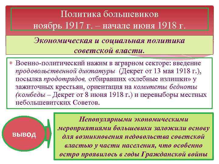 Политика большевиков в период становления советской власти