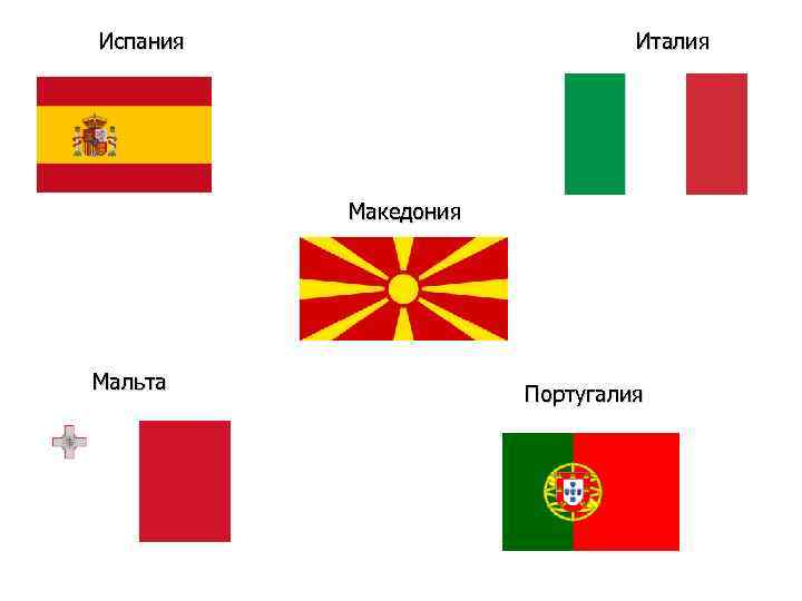 Испания Италия Македония Мальта Португалия 