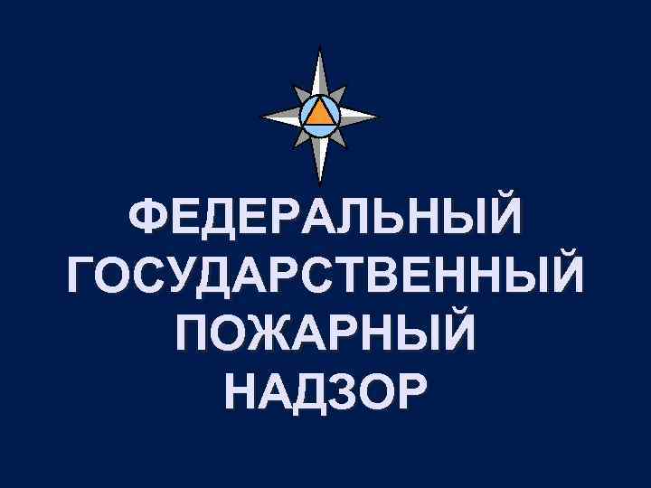 ФЕДЕРАЛЬНЫЙ ГОСУДАРСТВЕННЫЙ ПОЖАРНЫЙ НАДЗОР 