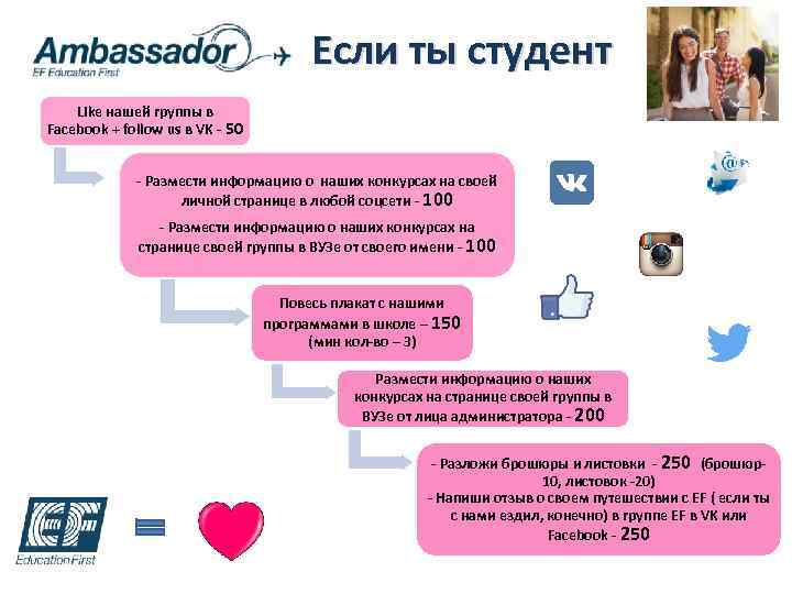 Если ты студент Like нашей группы в Facebook + follow us в VK -