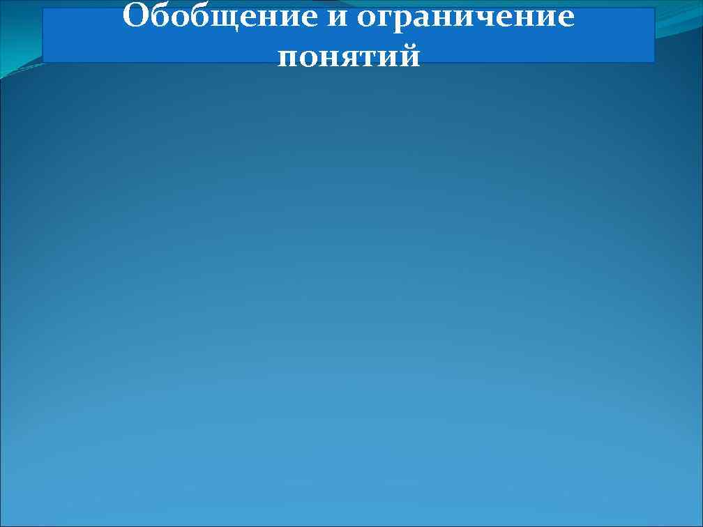 Обобщение и ограничение понятий 