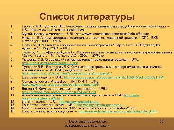 Список литературы 1. 2. 3. 4. 5. 6. 7. 8. 9. 10. 11. 12.