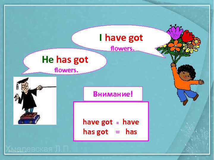 I have got flowers. He has got flowers. Внимание! have got = have has