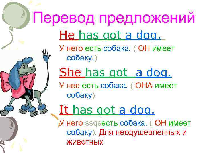 Dog has перевод. Предложения с have got и has got. Предложения для перевода. Предложения с have got и has got с переводом. It has got предложения.