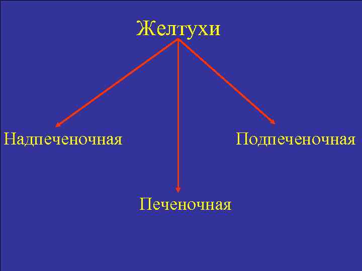 Желтухи надпеченочная печеночная подпеченочная