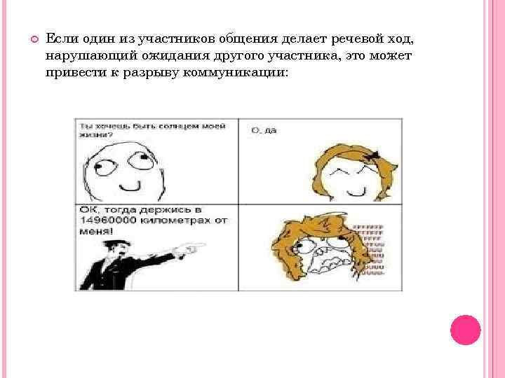  Если один из участников общения делает речевой ход, нарушающий ожидания другого участника, это