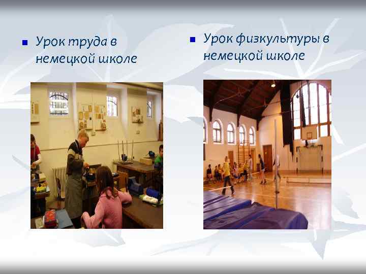 n Урок труда в немецкой школе n Урок физкультуры в немецкой школе 