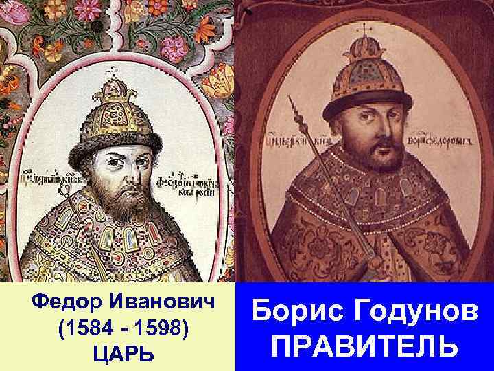 Федор Иванович (1584 - 1598) ЦАРЬ Борис Годунов ПРАВИТЕЛЬ 