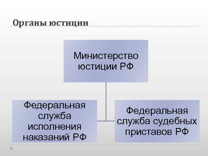 Органы юстиции Министерство юстиции РФ Федеральная служба исполнения наказаний РФ Федеральная служба судебных приставов