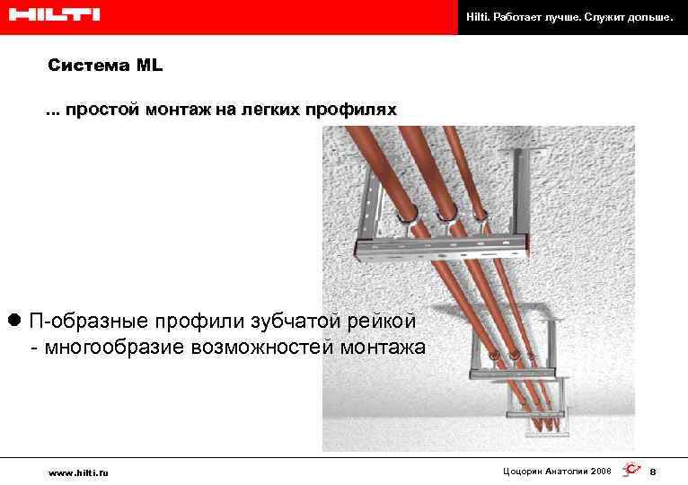 Hilti. Работает лучше. Служит дольше. Система ML . . . простой монтаж на легких