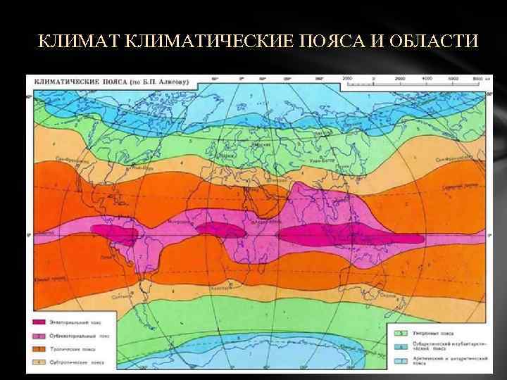 КЛИМАТИЧЕСКИЕ ПОЯСА И ОБЛАСТИ 