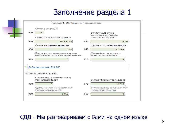 Заполнение раздела 1 СДД - Мы разговариваем с Вами на одном языке 6 