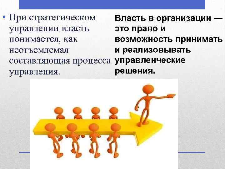  • При стратегическом Власть в организации — управлении власть это право и возможность