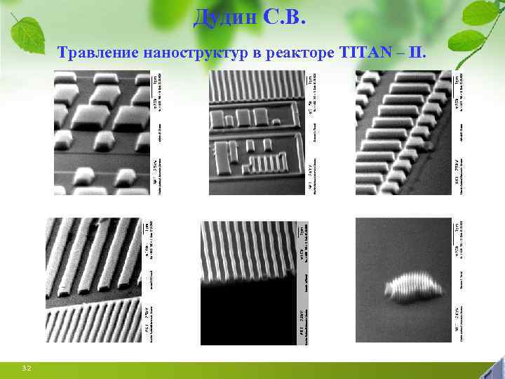 Дудин С. В. Травление наноструктур в реакторе TITAN – II. 32 