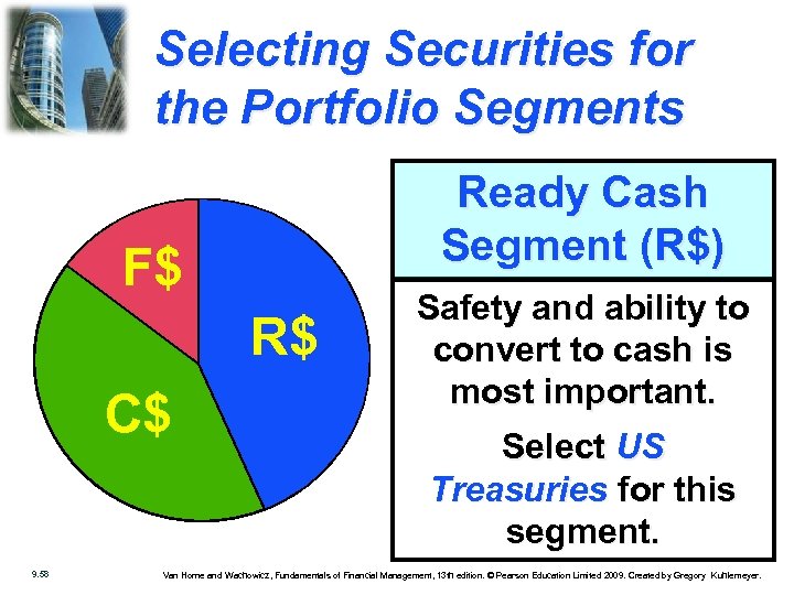 Selecting Securities for the Portfolio Segments Ready Cash Segment (R$) F$ R$ C$ 9.