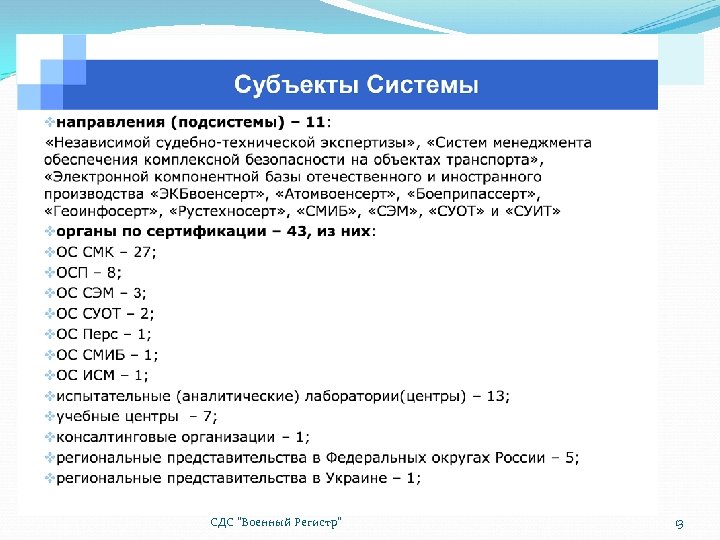  СДС "Военный Регистр" 13 