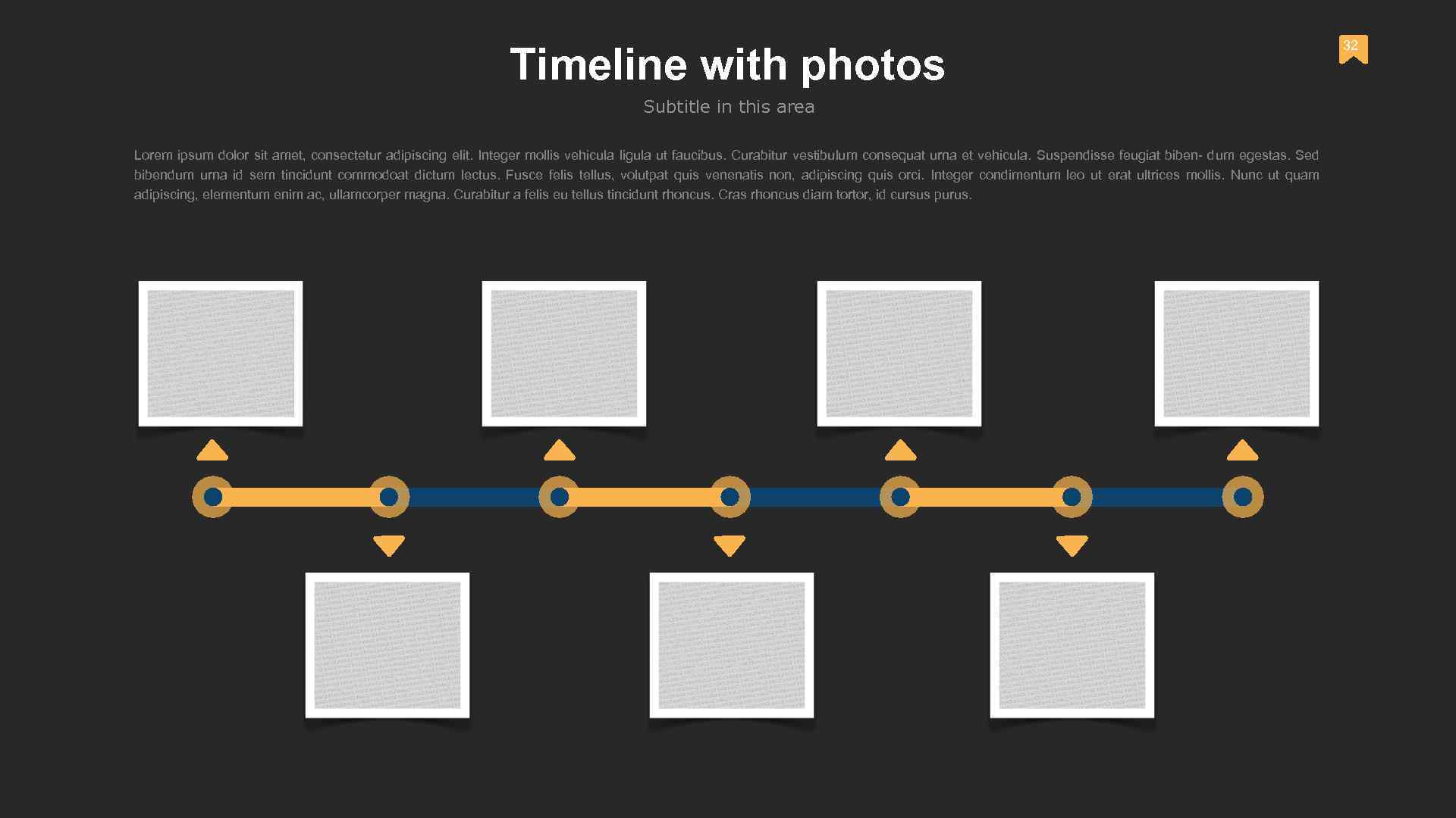 Timeline with photos Subtitle in this area Lorem ipsum dolor sit amet, consectetur adipiscing