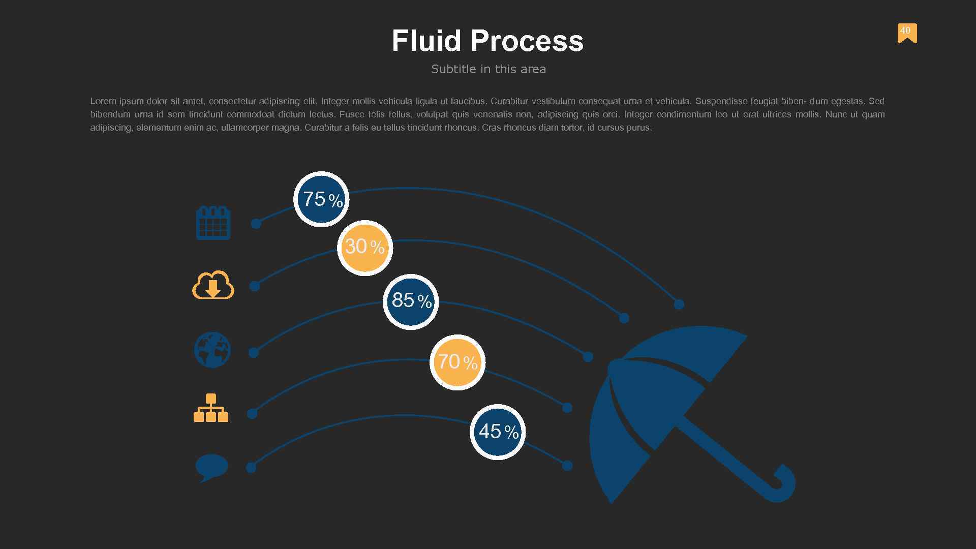 Fluid Process Subtitle in this area Lorem ipsum dolor sit amet, consectetur adipiscing elit.