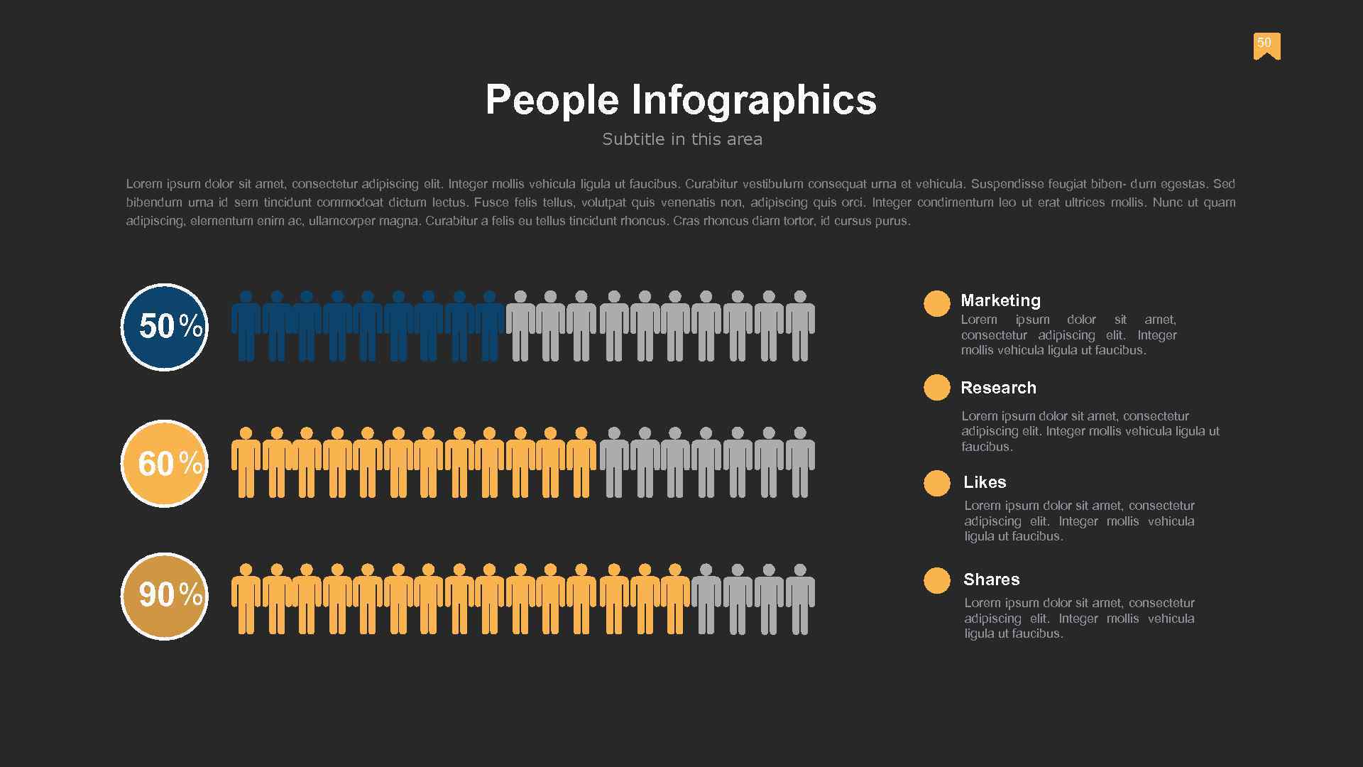 50 People Infographics Subtitle in this area Lorem ipsum dolor sit amet, consectetur adipiscing