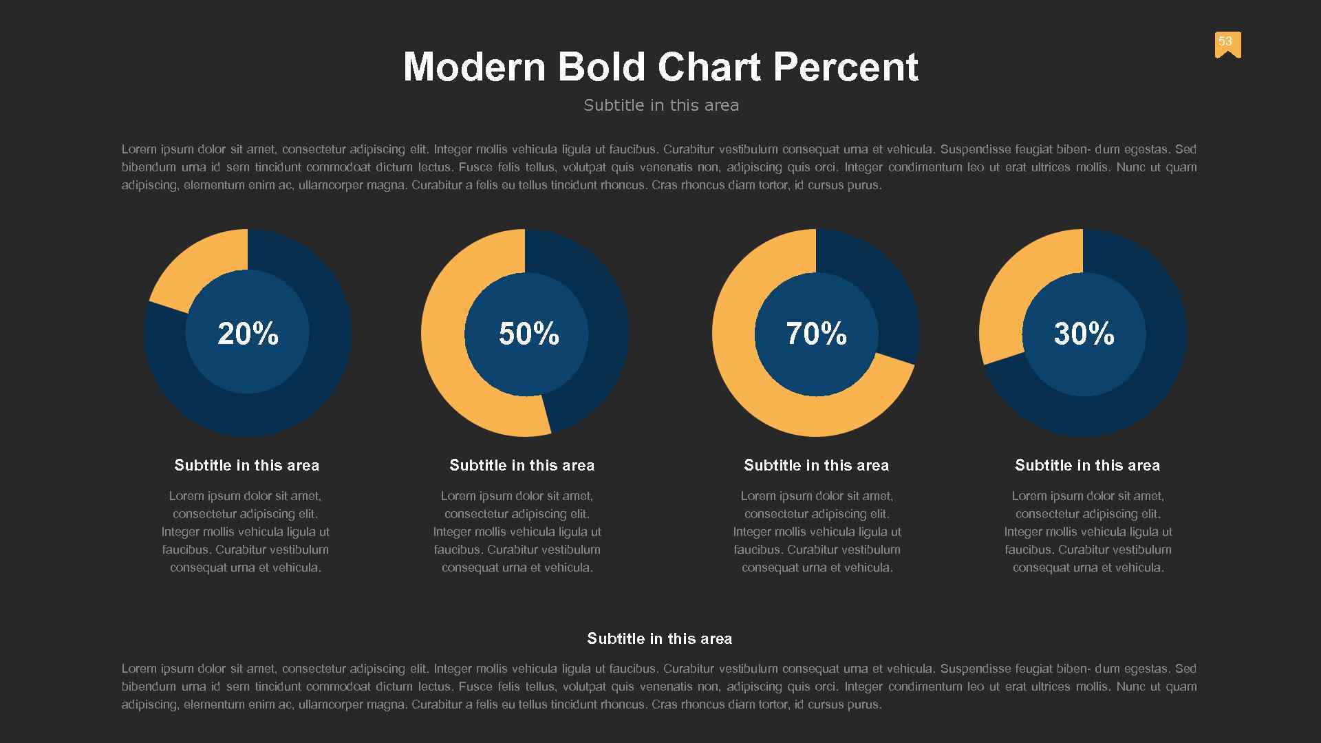 53 Modern Bold Chart Percent Subtitle in this area Lorem ipsum dolor sit amet,