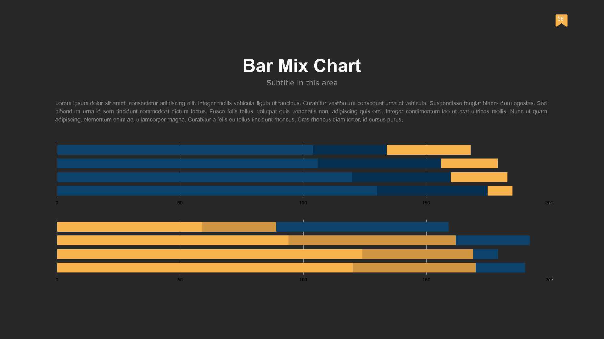 56 Bar Mix Chart Subtitle in this area Lorem ipsum dolor sit amet, consectetur