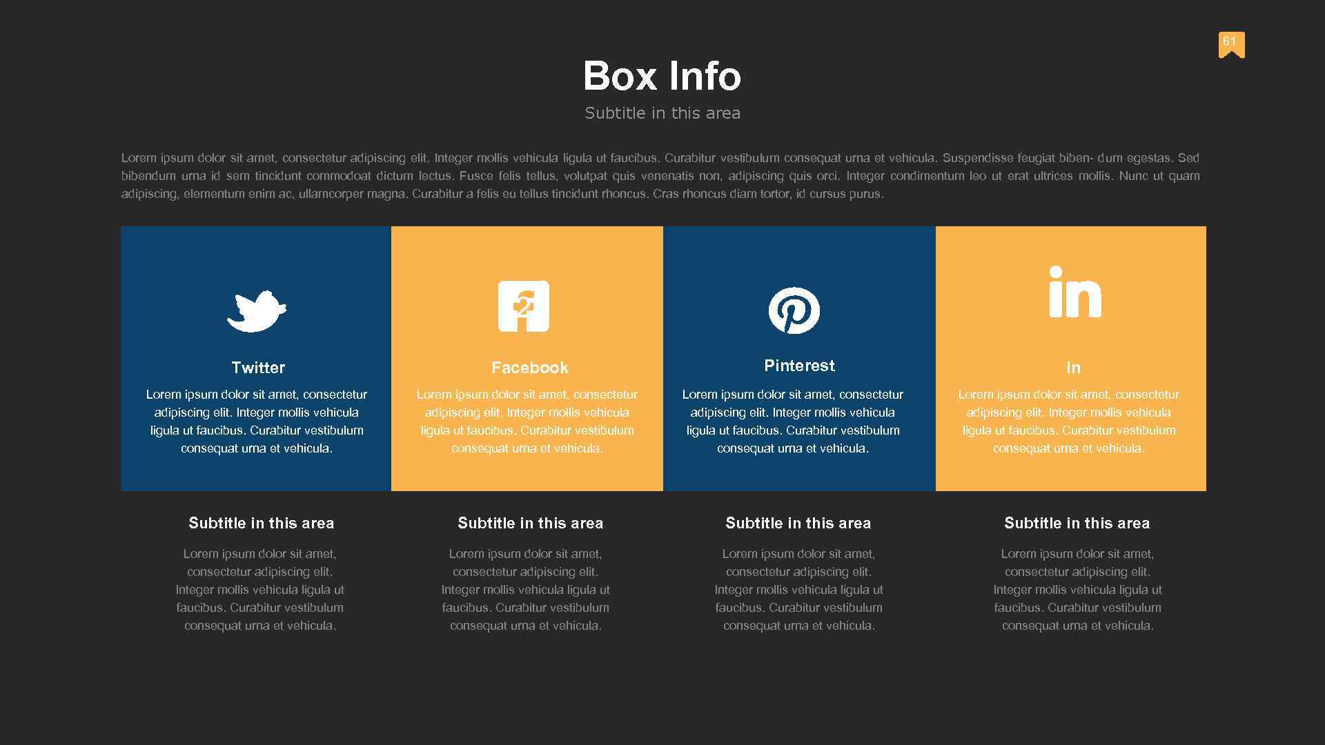 61 Box Info Subtitle in this area Lorem ipsum dolor sit amet, consectetur adipiscing