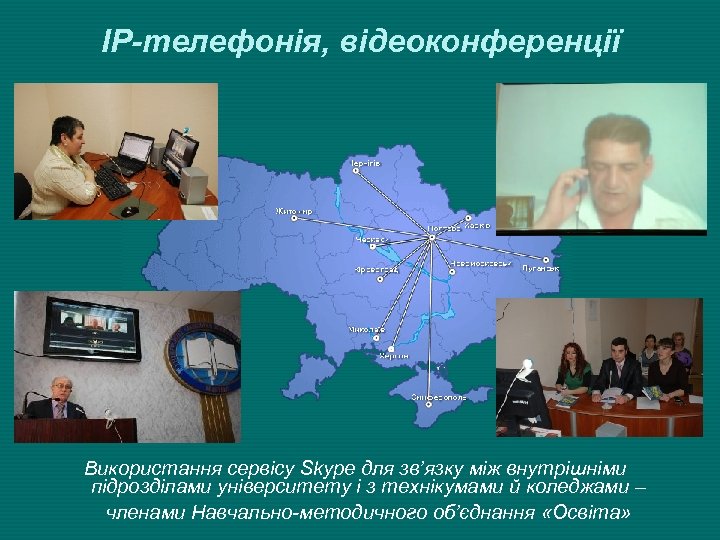 ІР-телефонія, відеоконференції Використання сервісу Skype для зв’язку між внутрішніми підрозділами університету і з технікумами