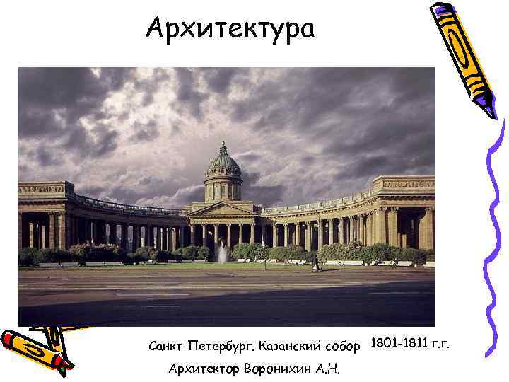 Архитектура Санкт-Петербург. Казанский собор 1801 -1811 г. г. Архитектор Воронихин А. Н. 