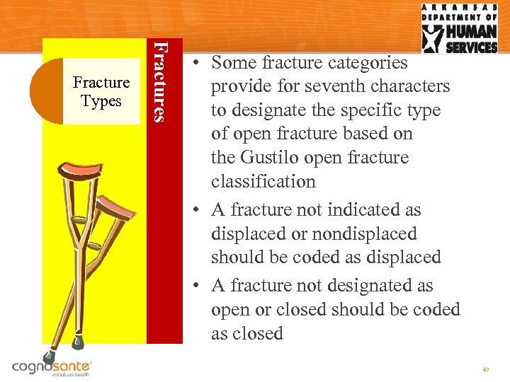 Fractures Fracture Types • Some fracture categories provide for seventh characters to designate the