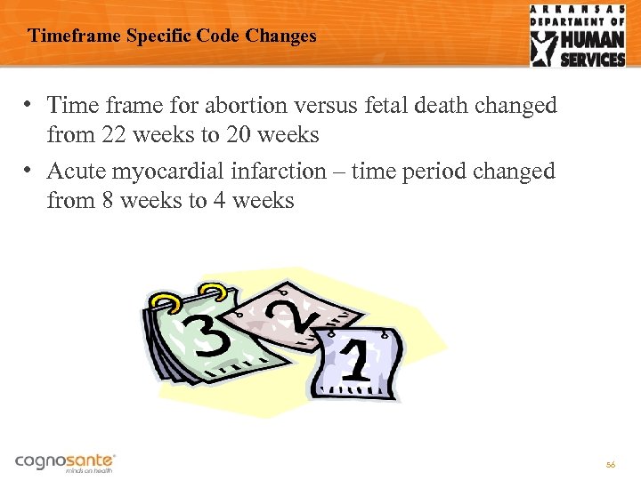 Timeframe Specific Code Changes • Time frame for abortion versus fetal death changed from