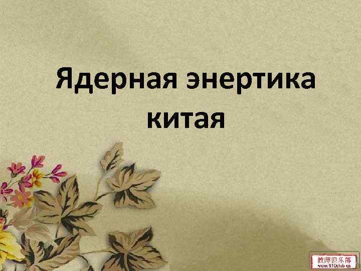 Ядерная энертика китая 