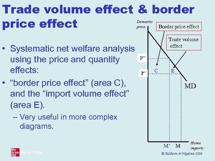 Trade volume effect & border price effect Border price effect Domestic price • Systematic