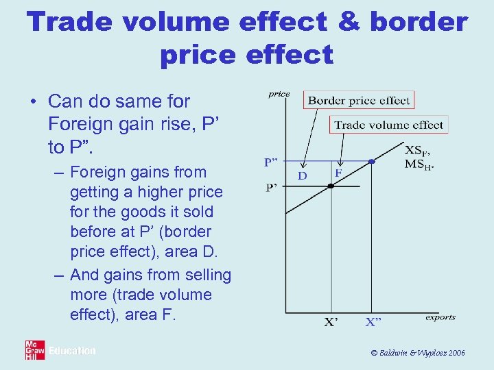 Trade volume effect & border price effect • Can do same for Foreign gain