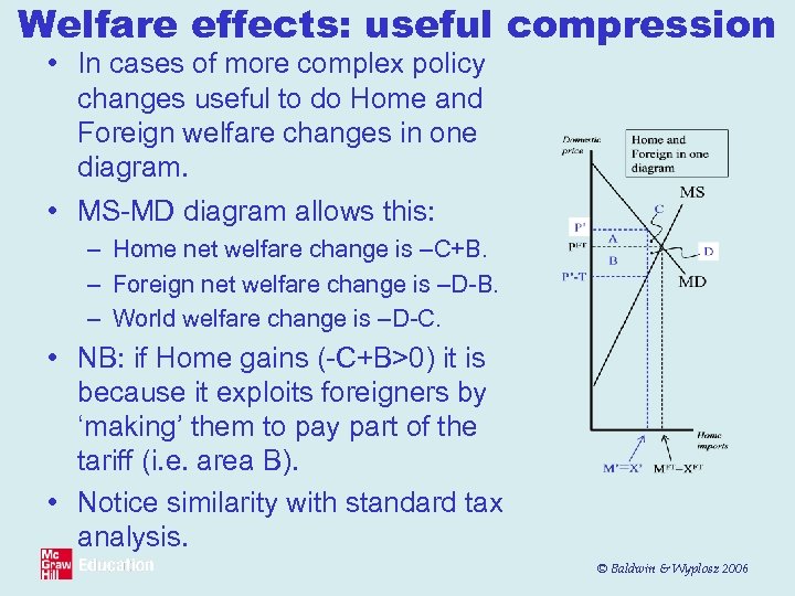 Welfare effects: useful compression • In cases of more complex policy changes useful to