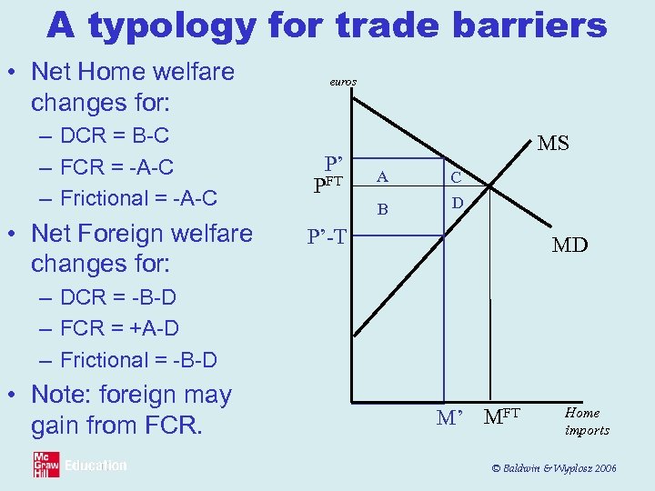 A typology for trade barriers • Net Home welfare changes for: – DCR =