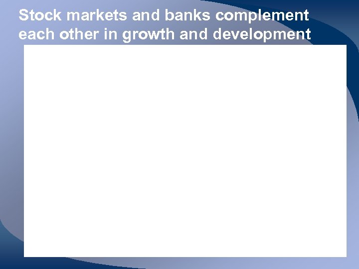 Stock markets and banks complement each other in growth and development 