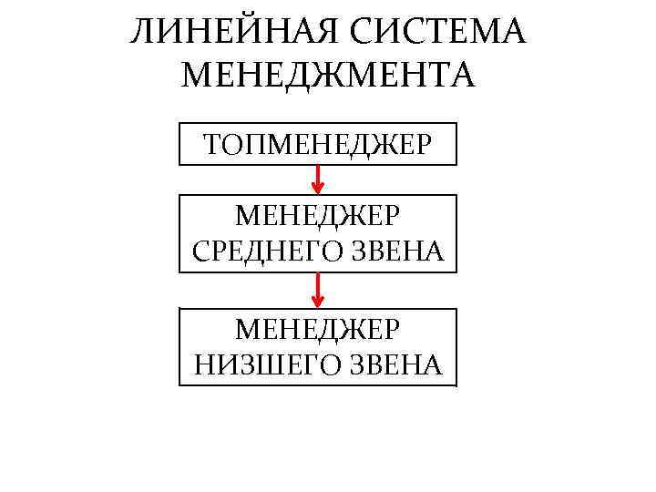 ЛИНЕЙНАЯ СИСТЕМА МЕНЕДЖМЕНТА ТОПМЕНЕДЖЕР СРЕДНЕГО ЗВЕНА МЕНЕДЖЕР НИЗШЕГО ЗВЕНА 