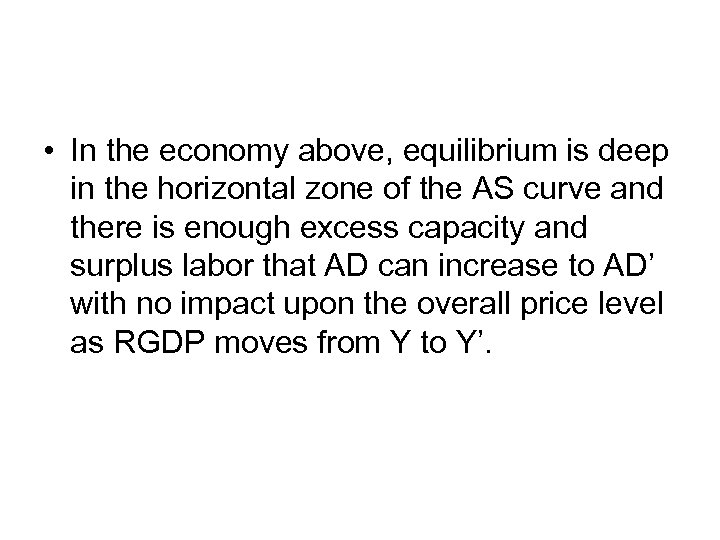  • In the economy above, equilibrium is deep in the horizontal zone of