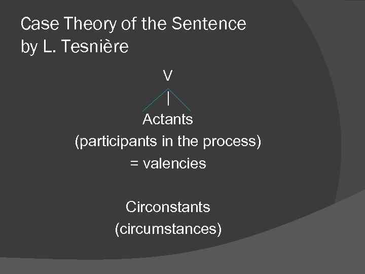 Case Theory of the Sentence by L. Tesnière V | Actants (participants in the