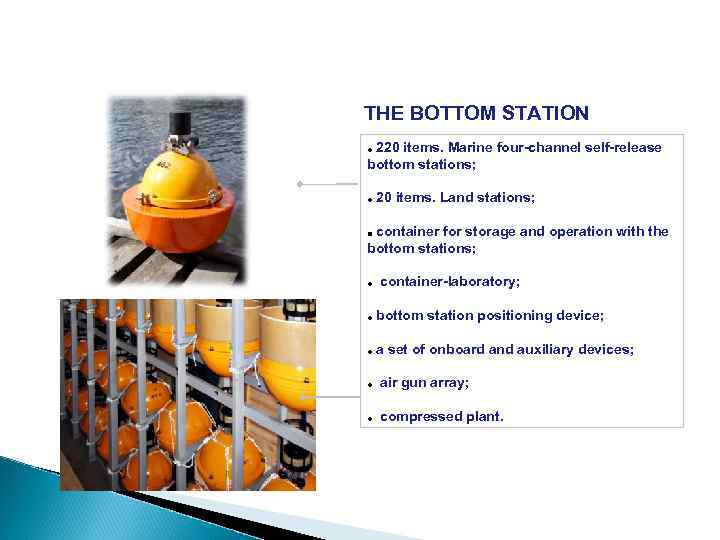 THE BOTTOM STATION 220 items. Marine four-channel self-release bottom stations; 20 items. Land stations;