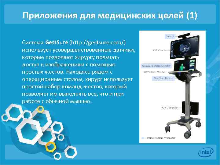 Приложения для медицинских целей (1) Система Gest. Sure (http: //gestsure. com/) использует усовершенствованные датчики,