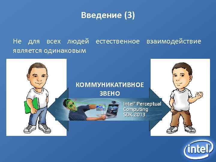 Введение (3) Не для всех людей естественное взаимодействие является одинаковым КОММУНИКАТИВНОЕ ЗВЕНО 