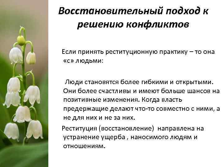Восстановительный подход к решению конфликтов Если принять реституционную практику – то она «с» людьми:
