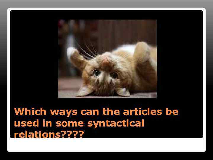 Which ways can the articles be used in some syntactical relations? ? 
