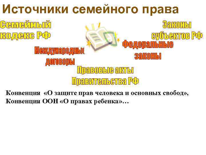 Источники семейного права Конвенция «О защите прав человека и основных свобод» , Конвенция ООН