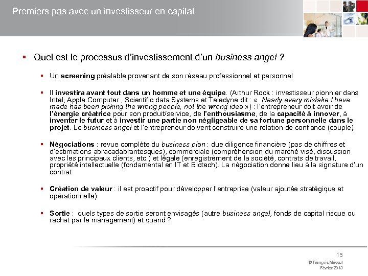 Premiers pas avec un investisseur en capital § Quel est le processus d’investissement d’un