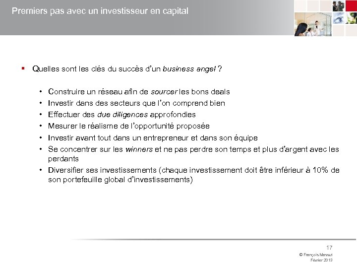 Premiers pas avec un investisseur en capital § Quelles sont les clés du succès