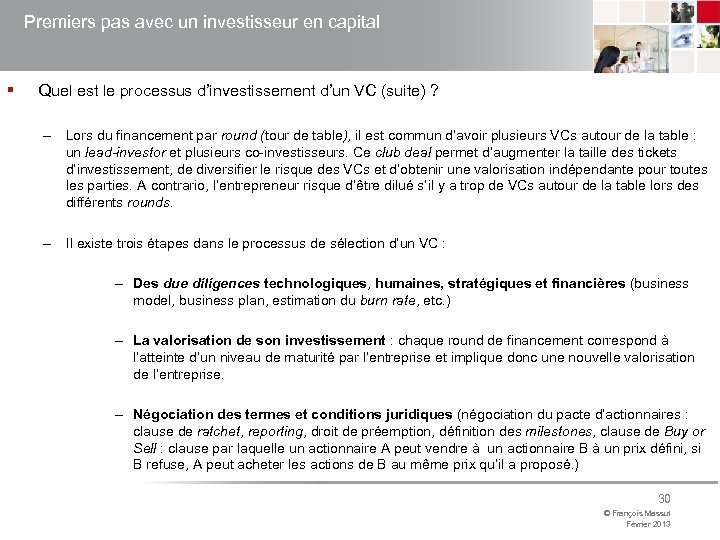 Premiers pas avec un investisseur en capital § Quel est le processus d’investissement d’un