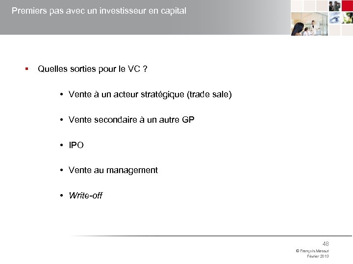 Premiers pas avec un investisseur en capital § Quelles sorties pour le VC ?
