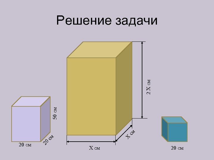 20 см см Х 20 см 50 см 2 Х см Решение задачи Х